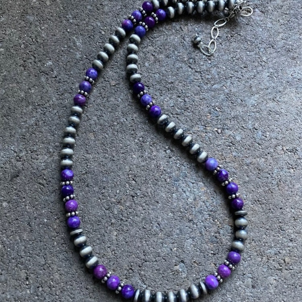 Sterlingsilver Sugilite W Pearlsbeadnecklace - image 7